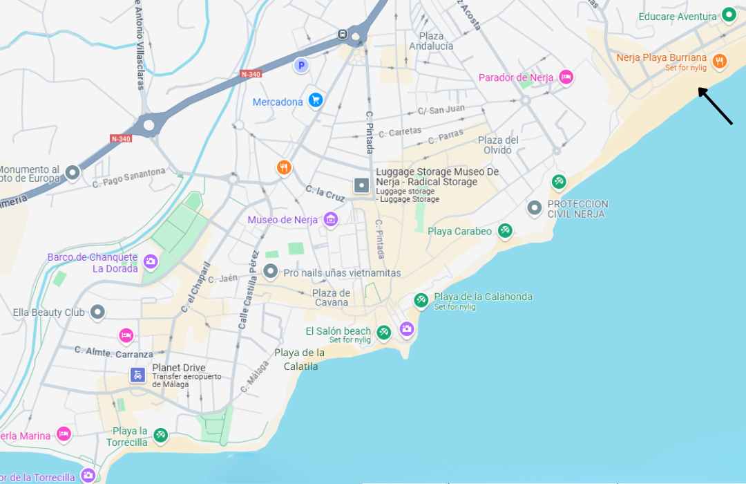 strande nerja buriana kort